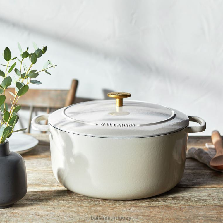 utensilios de cocina H4LLR11 bellamonte 7.5 qt, redonda, cocotte, blanco marfil BALLARINI