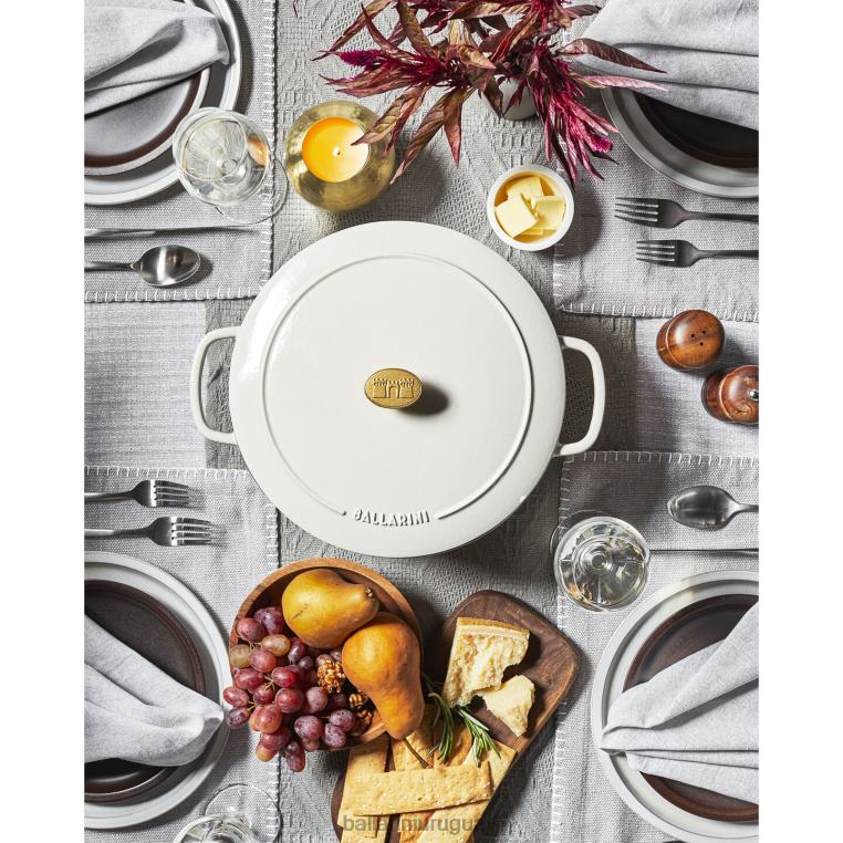 utensilios de cocina H4LLR11 bellamonte 7.5 qt, redonda, cocotte, blanco marfil BALLARINI