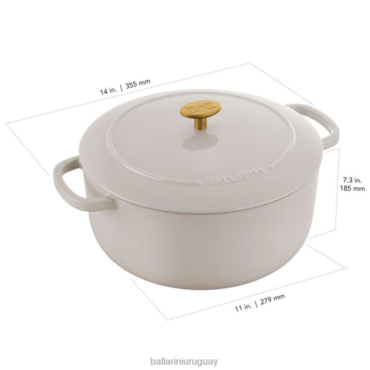 utensilios de cocina H4LLR11 bellamonte 7.5 qt, redonda, cocotte, blanco marfil BALLARINI