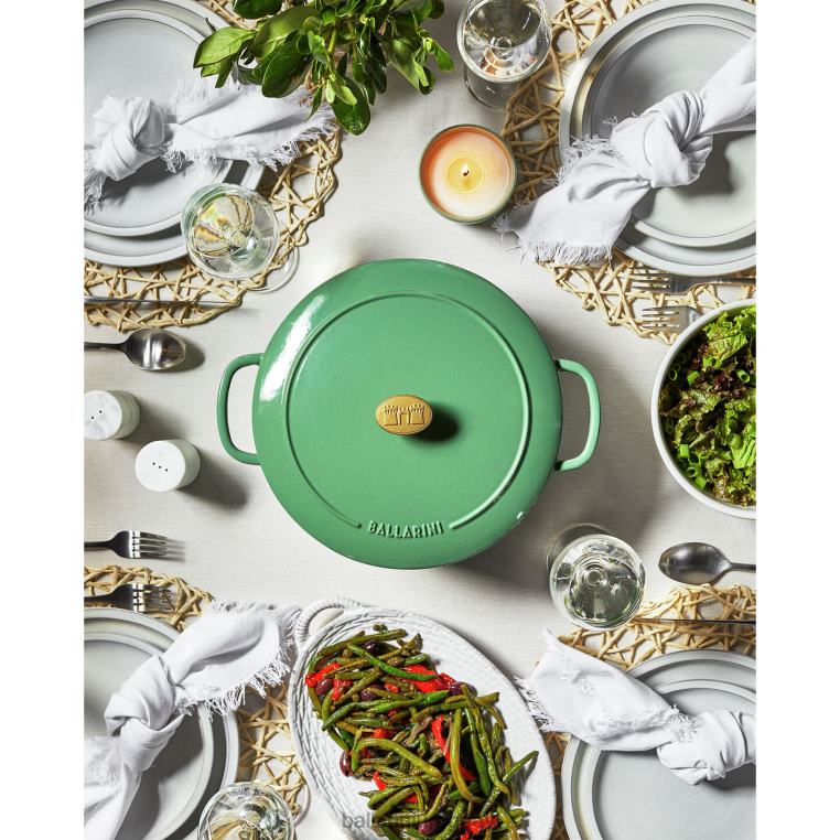 utensilios de cocina H4LLR28 bellamonte 5.75 qt, redonda, cocotte, verde BALLARINI