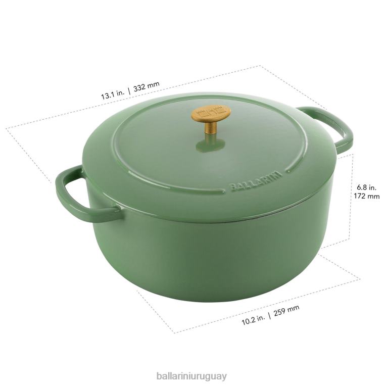 utensilios de cocina H4LLR28 bellamonte 5.75 qt, redonda, cocotte, verde BALLARINI