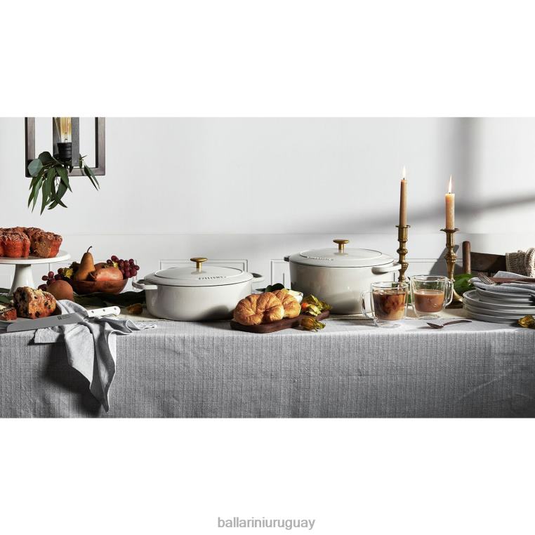 utensilios de cocina H4LLR29 bellamonte 5.75 qt, redonda, cocotte, blanco marfil BALLARINI