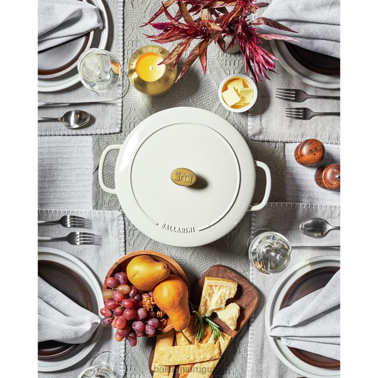 utensilios de cocina H4LLR29 bellamonte 5.75 qt, redonda, cocotte, blanco marfil BALLARINI