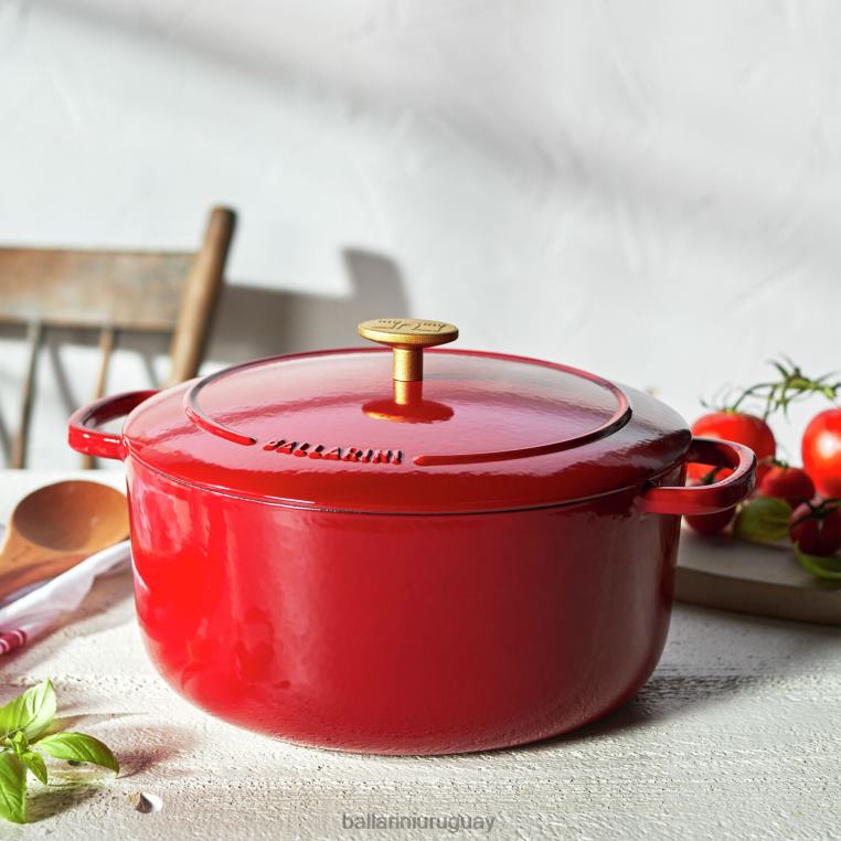 utensilios de cocina H4LLR30 bellamonte 5.75 qt, redonda, cocotte, roja BALLARINI
