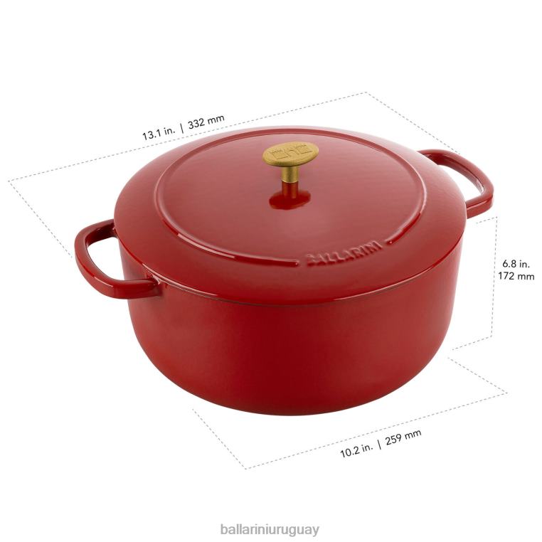 utensilios de cocina H4LLR30 bellamonte 5.75 qt, redonda, cocotte, roja BALLARINI