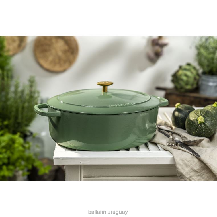 utensilios de cocina H4LLR51 bellamonte 4.75 qt, ovalada, cocotte, verde BALLARINI