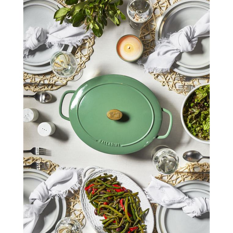 utensilios de cocina H4LLR51 bellamonte 4.75 qt, ovalada, cocotte, verde BALLARINI
