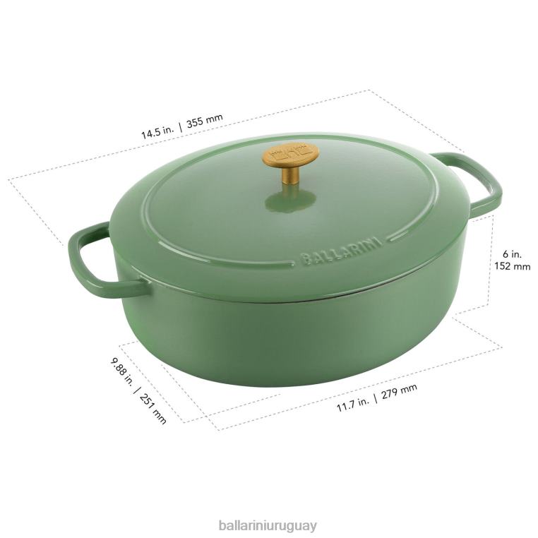 utensilios de cocina H4LLR51 bellamonte 4.75 qt, ovalada, cocotte, verde BALLARINI