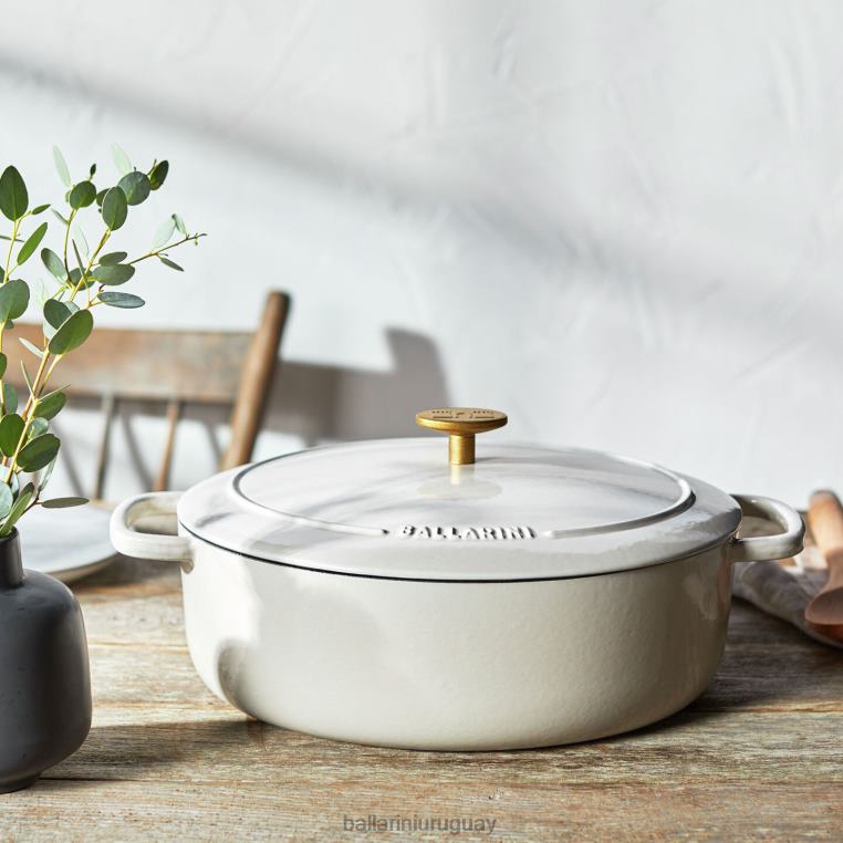 utensilios de cocina H4LLR52 bellamonte 4.75 qt, ovalada, cocotte, blanco marfil BALLARINI