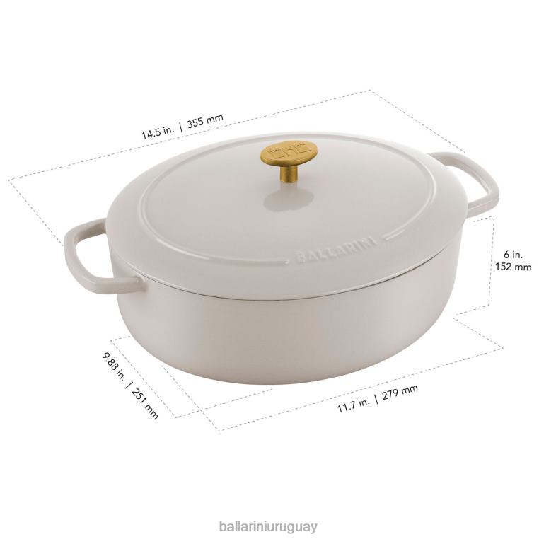 utensilios de cocina H4LLR52 bellamonte 4.75 qt, ovalada, cocotte, blanco marfil BALLARINI